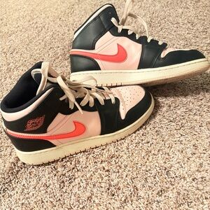 Jordan Kids Black and Pink Sneakers